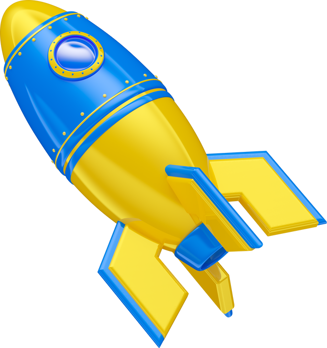 Toy rocket in 3d render realistic